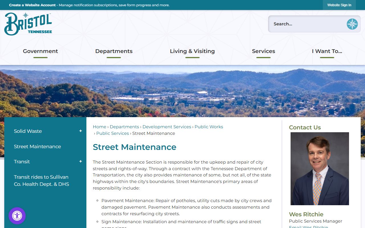Bristol Tennessee Police Department website for arrest records