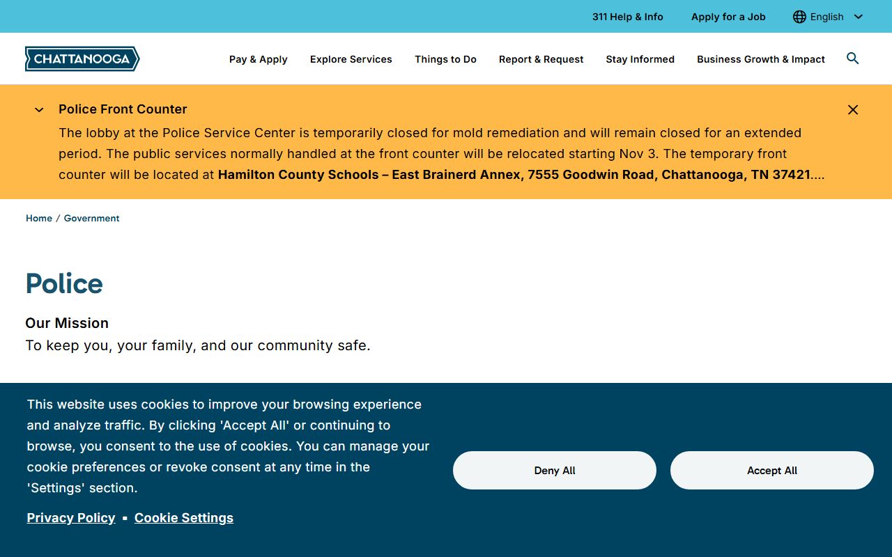 Chattanooga Police Department website for arrest records