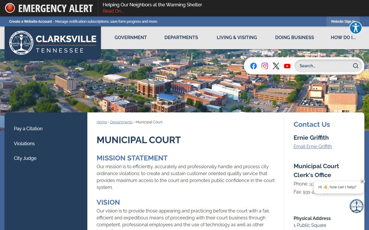 Clarksville Municipal Court website