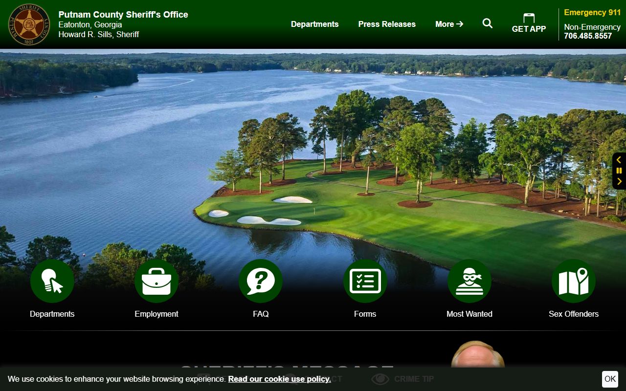Putnam County Sheriff's Office website for Cookeville arrest records