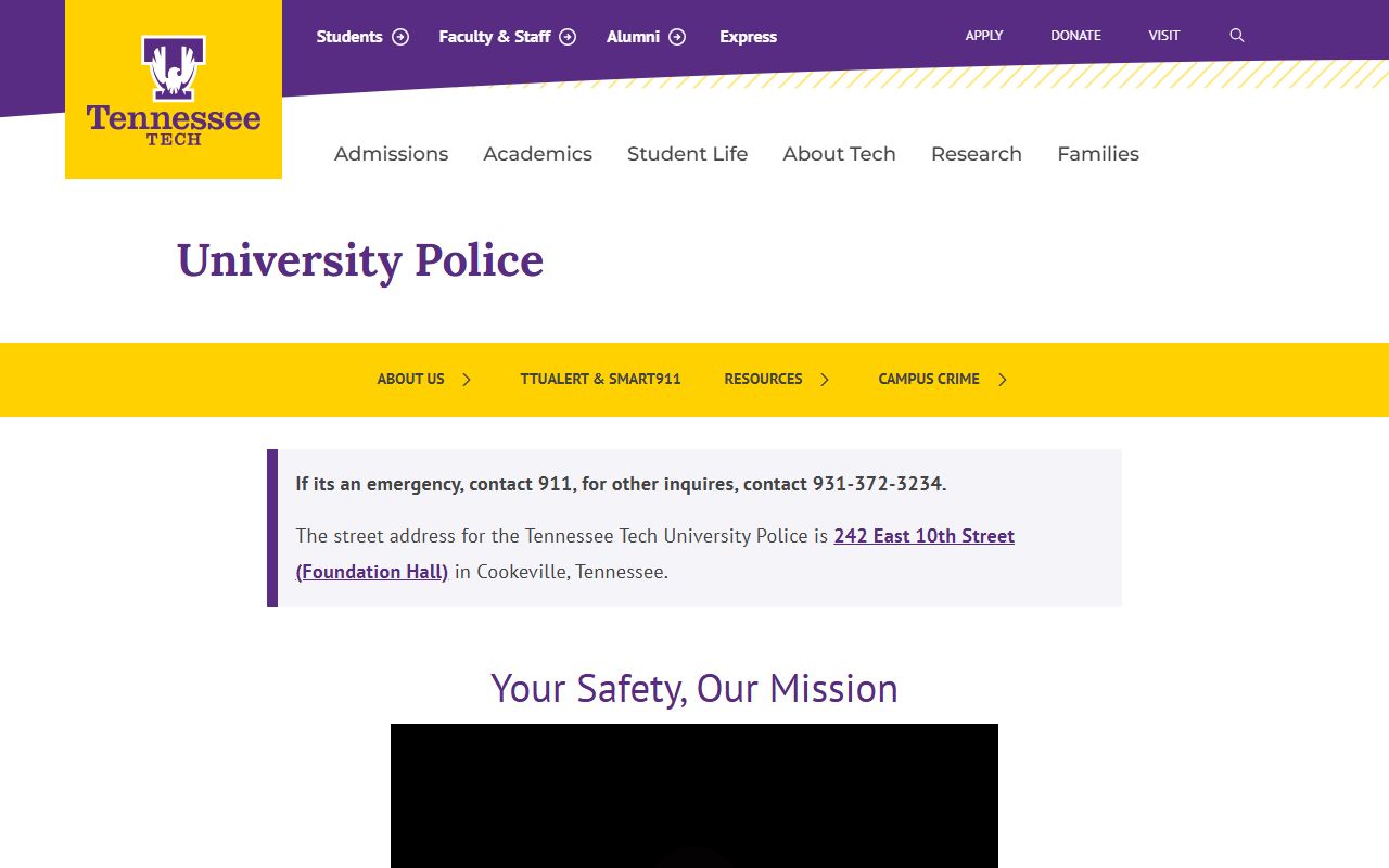 Tennessee Tech University Police website