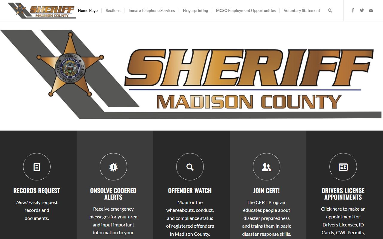 Madison County Sheriff's Office website for Jackson arrest records