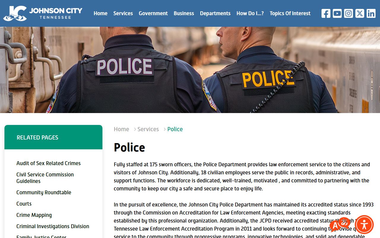 Johnson City Police Department website for arrest records