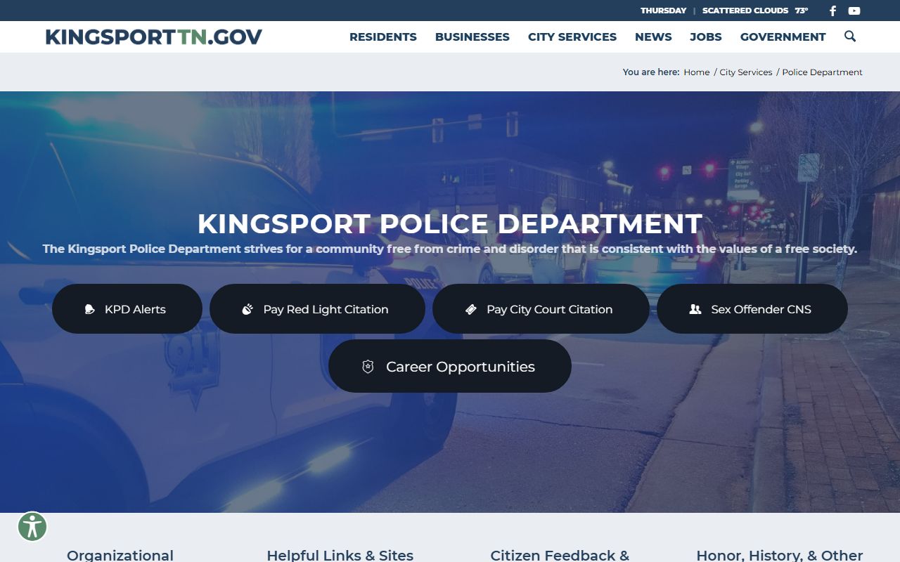 Kingsport Police Department website for arrest records