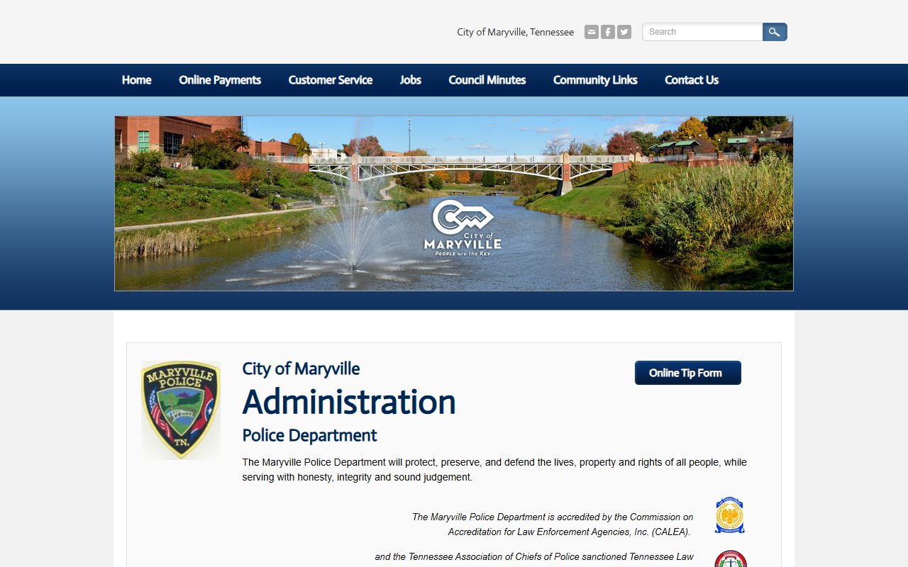 Maryville Police administration and records page