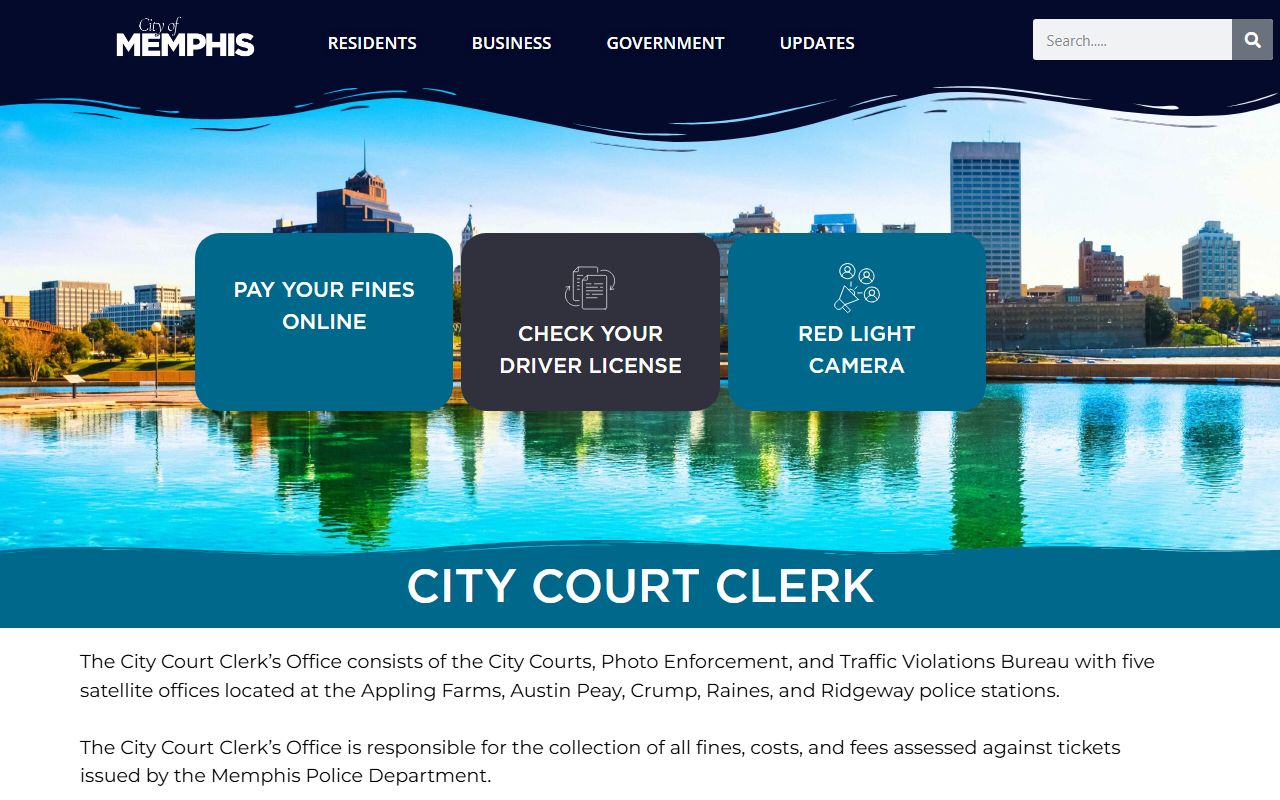 Memphis City Court website for arrest and violation records