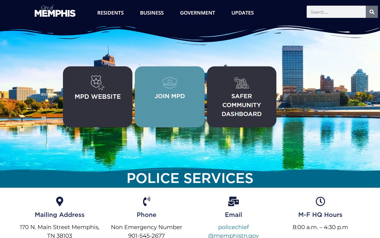 Memphis Police Department website for arrest records lookup