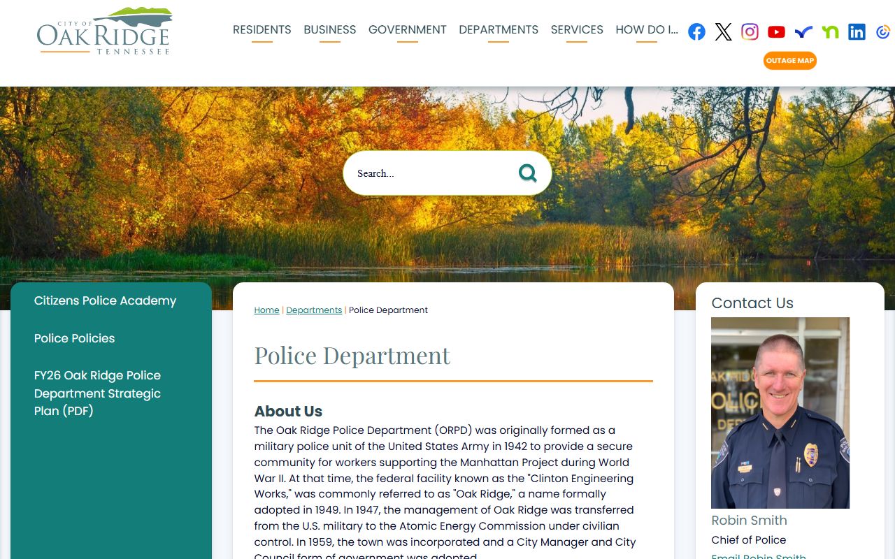 Oak Ridge Police Department website for arrest records