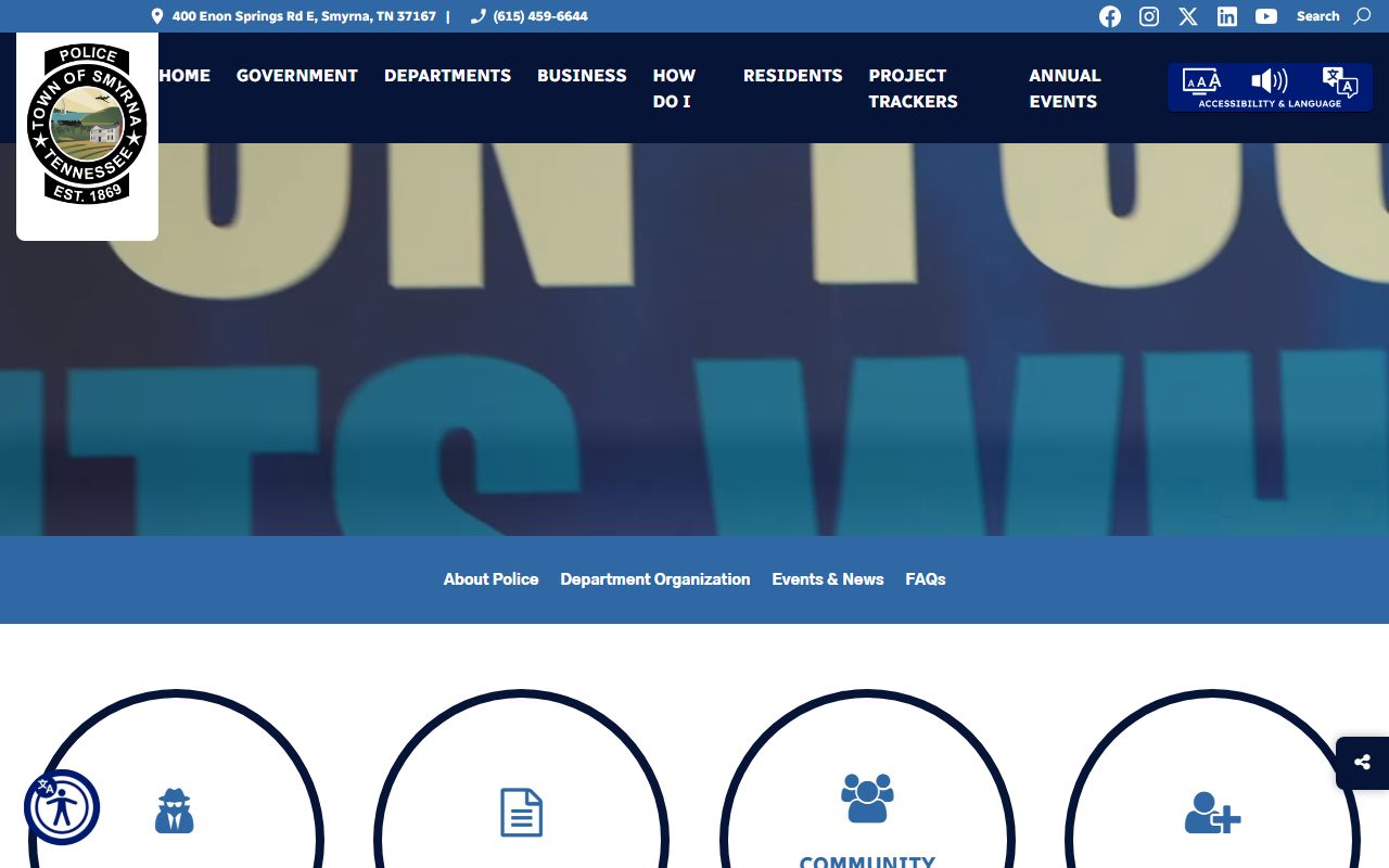 Smyrna Police Department website for Smyrna arrest records