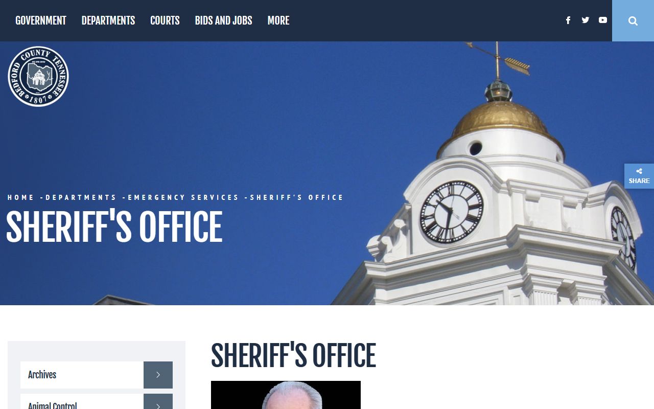Bedford County Sheriff's Office website for arrest records