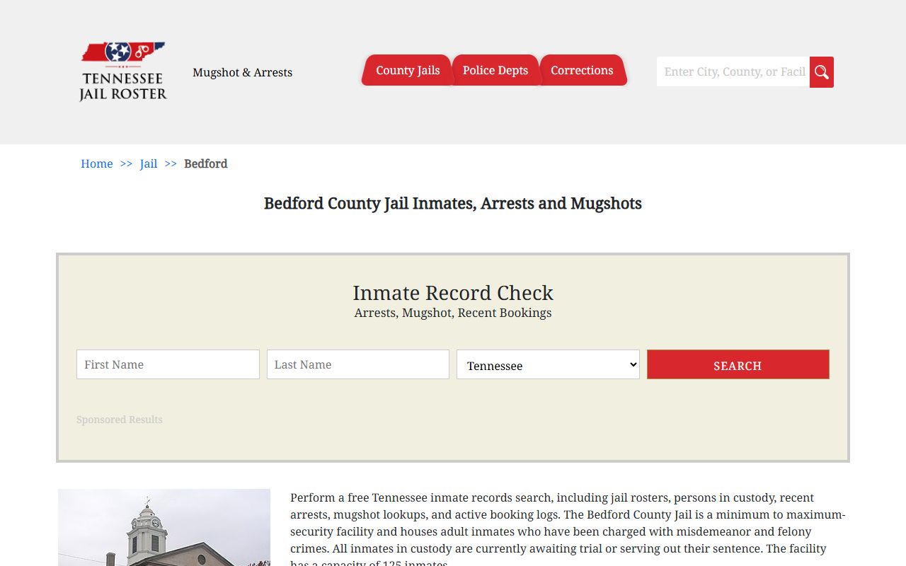 Bedford County jail roster search tool