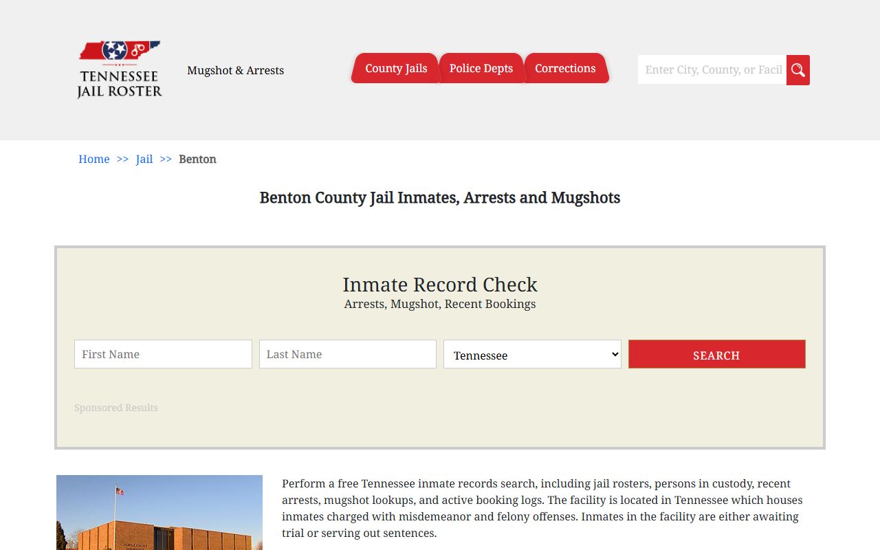 Benton County jail roster search tool