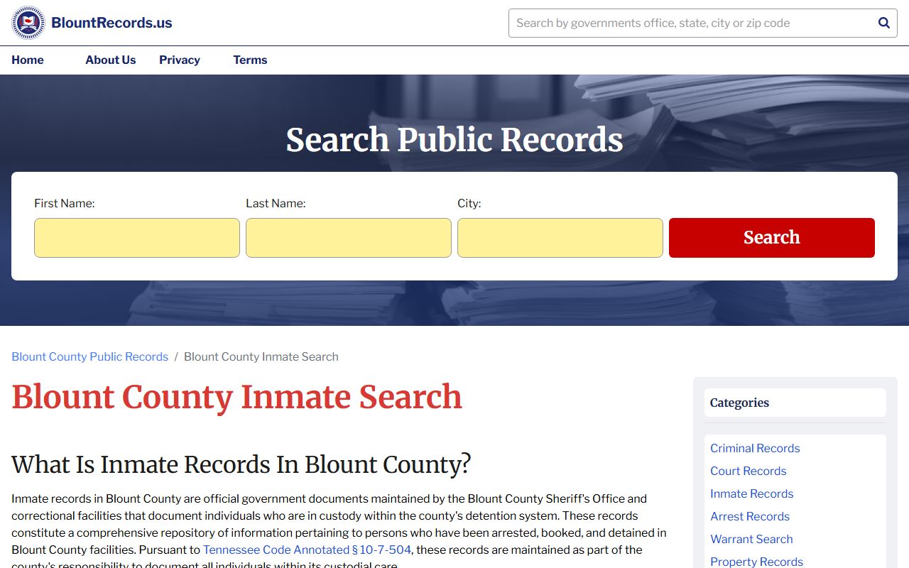 Blount County inmate search tool