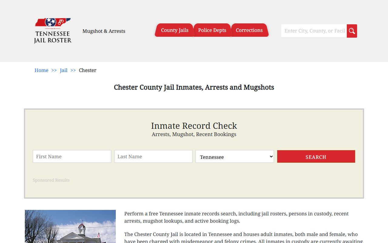 Chester County jail roster showing current inmate bookings