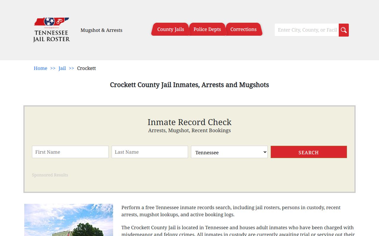 Crockett County jail roster search for arrest records