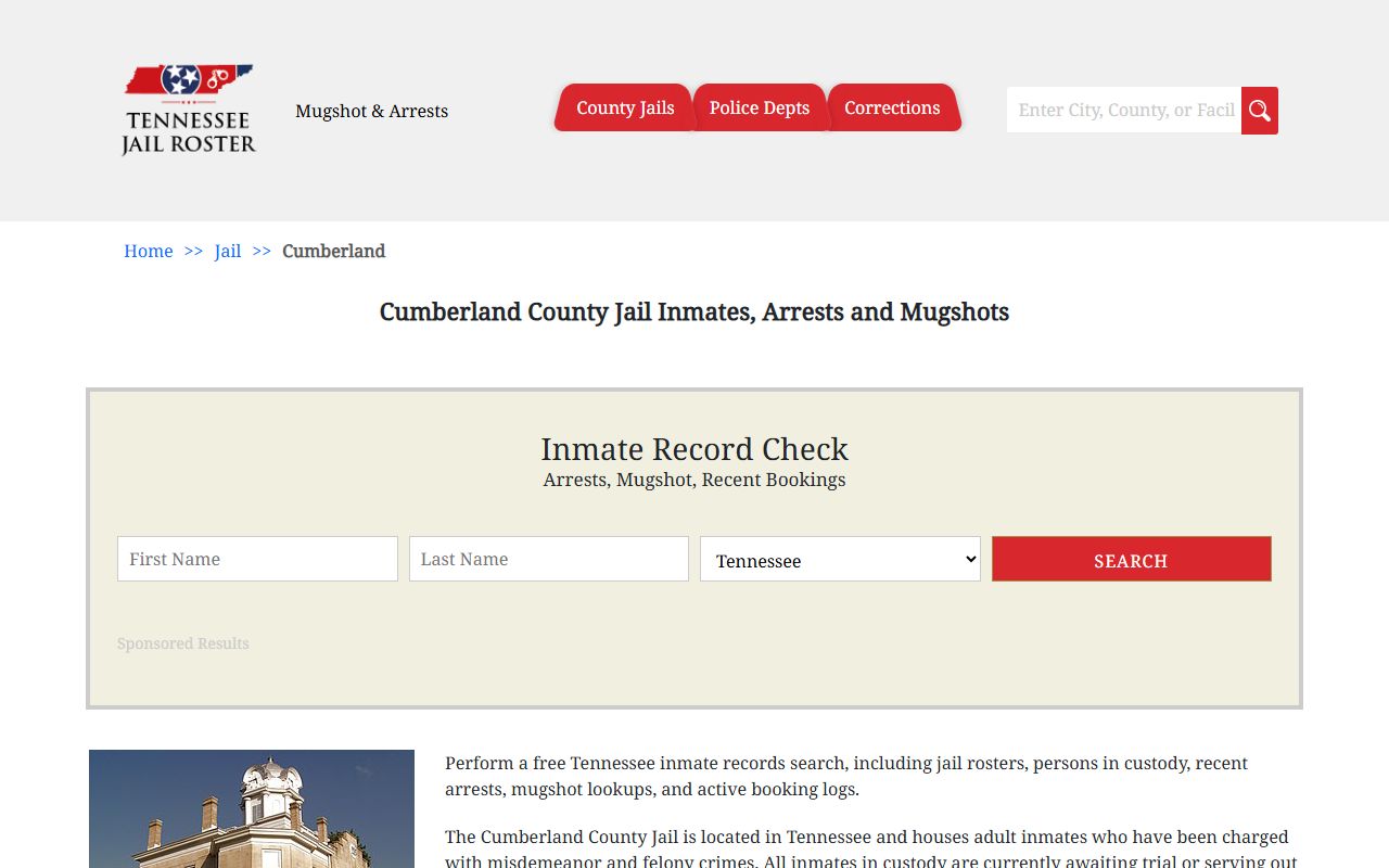 Cumberland County jail roster for arrest records lookup