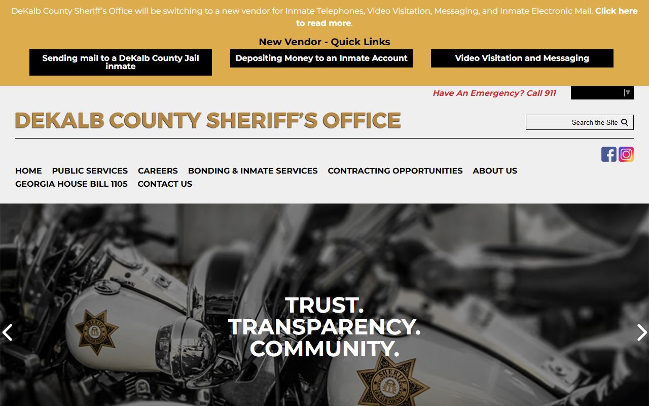 DeKalb County Sheriff's Office website for arrest record lookups