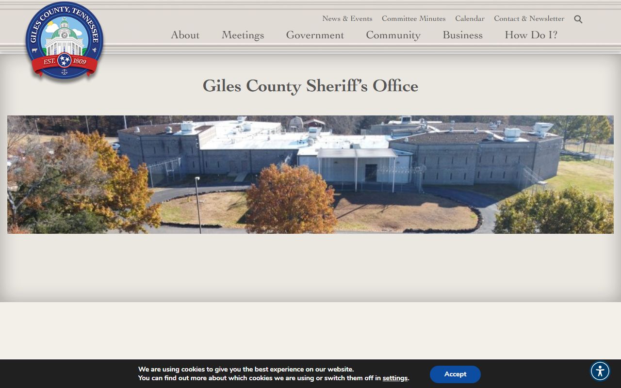 Giles County Sheriff's Office website for arrest records