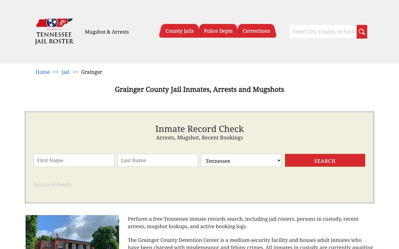 Grainger County jail roster for arrest record lookups