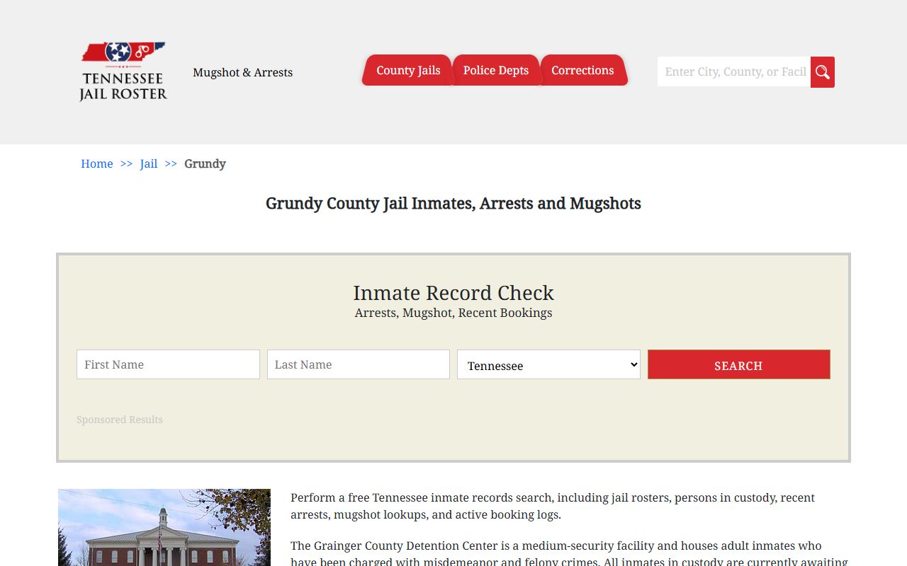Grundy County jail roster for arrest record searches