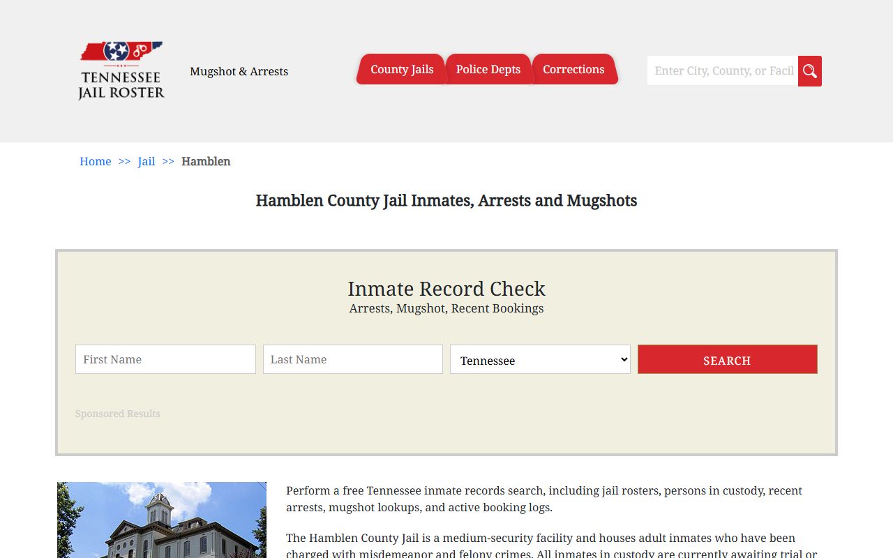 Hamblen County jail roster listing arrest records