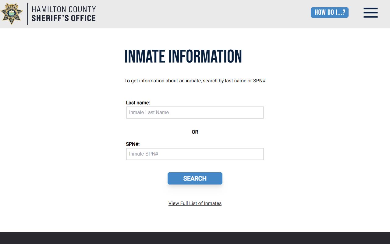 Hamilton County inmate information search for arrest records