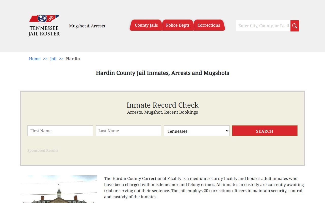 Hardin County jail roster for arrest record searches
