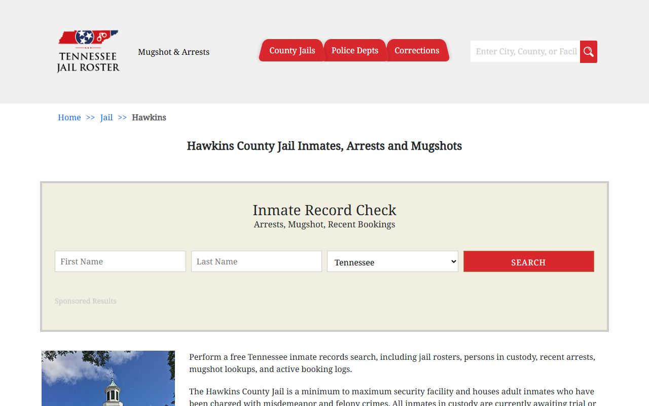 Hawkins County jail roster showing arrest records