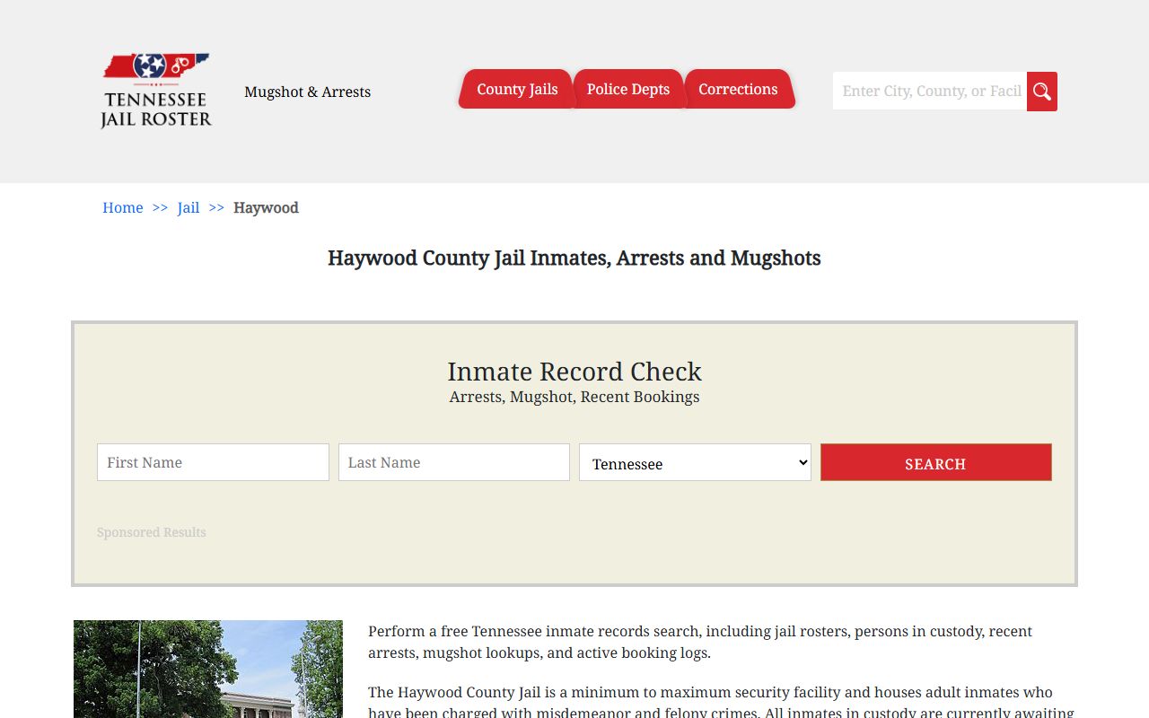 Haywood County jail roster listing arrest records