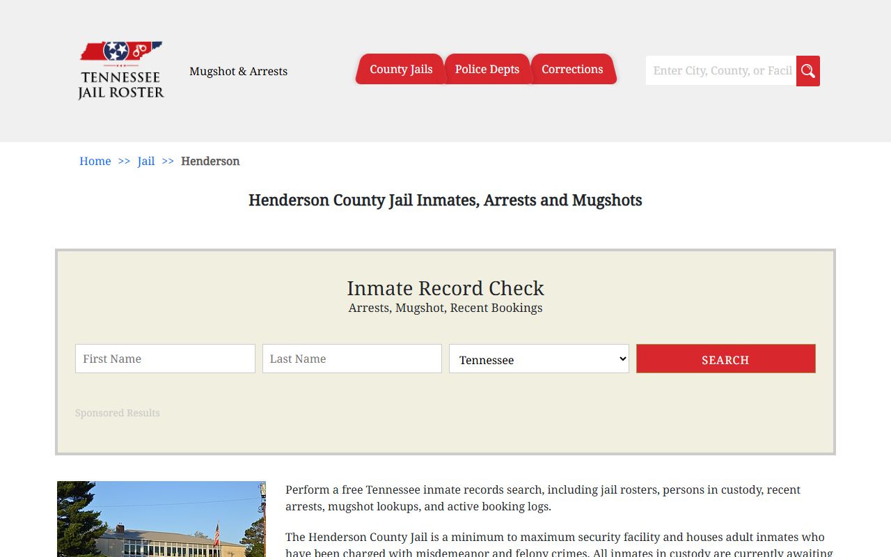 Henderson County jail roster showing arrest records