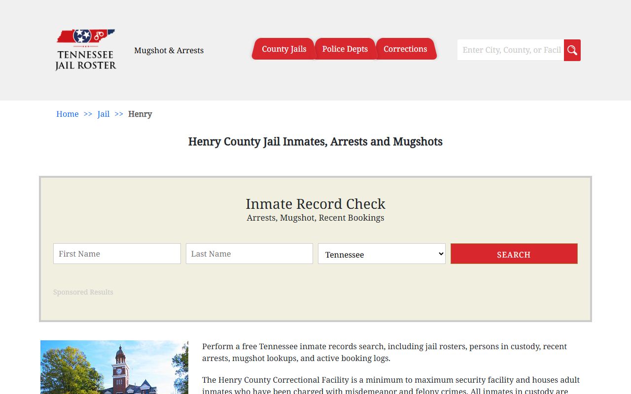 Henry County jail roster for arrest record searches