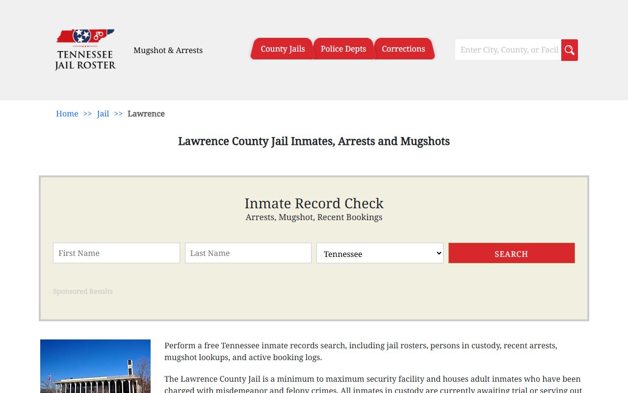 Lawrence County jail roster search tool