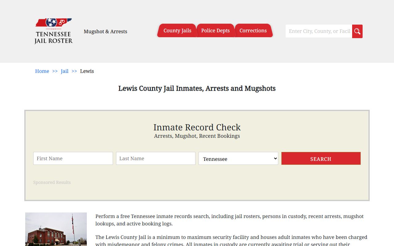 Lewis County jail roster search on Tennessee Jail Roster