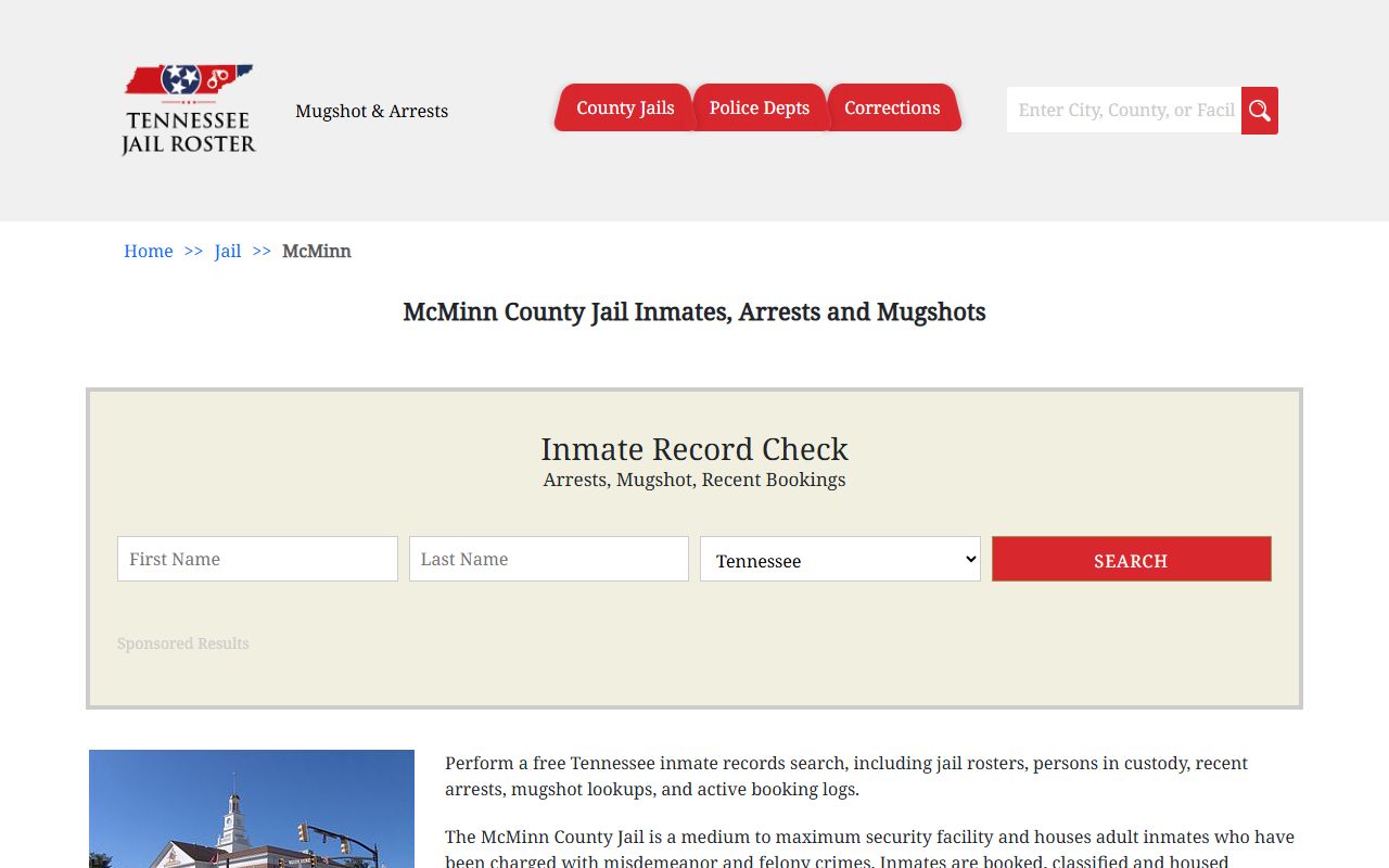 Tennessee Jail Roster showing McMinn County arrest records