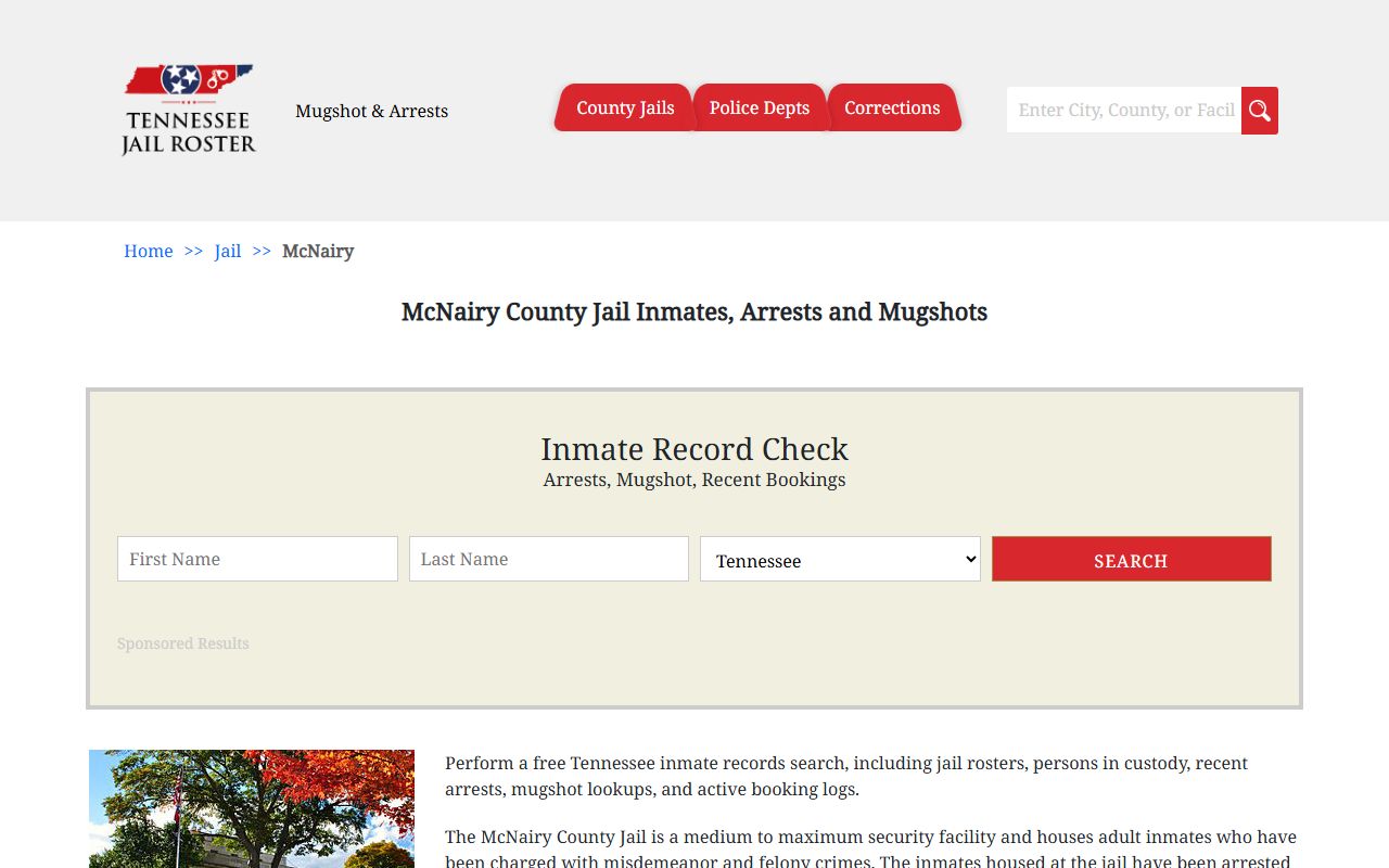 Tennessee Jail Roster for McNairy County arrest records