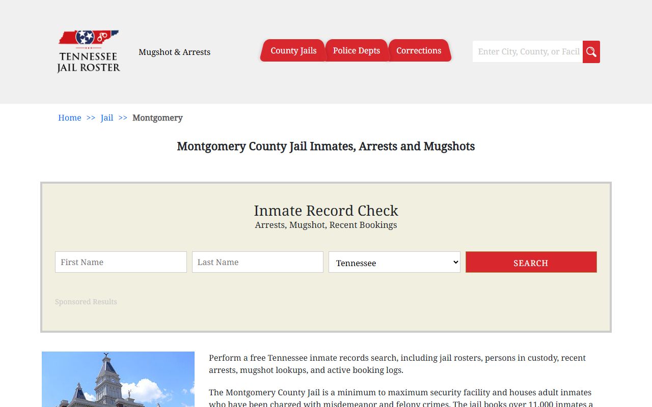 Tennessee Jail Roster for Montgomery County arrest records