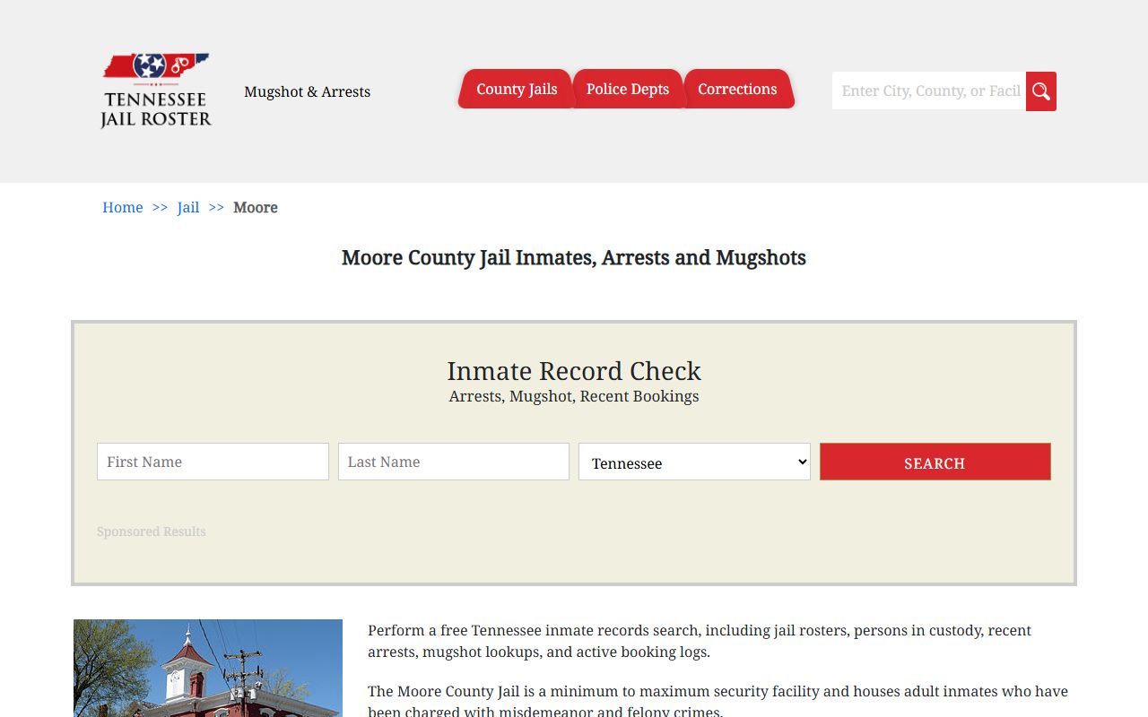 Tennessee Jail Roster for Moore County arrest records