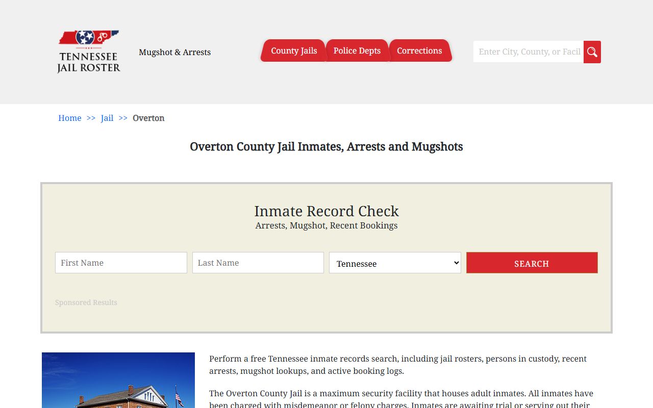 Overton County jail roster search on Tennessee Jail Roster
