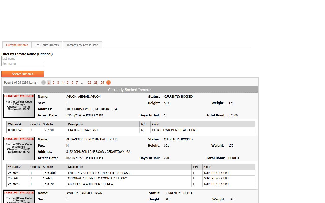 Polk County InteropWeb jail data system