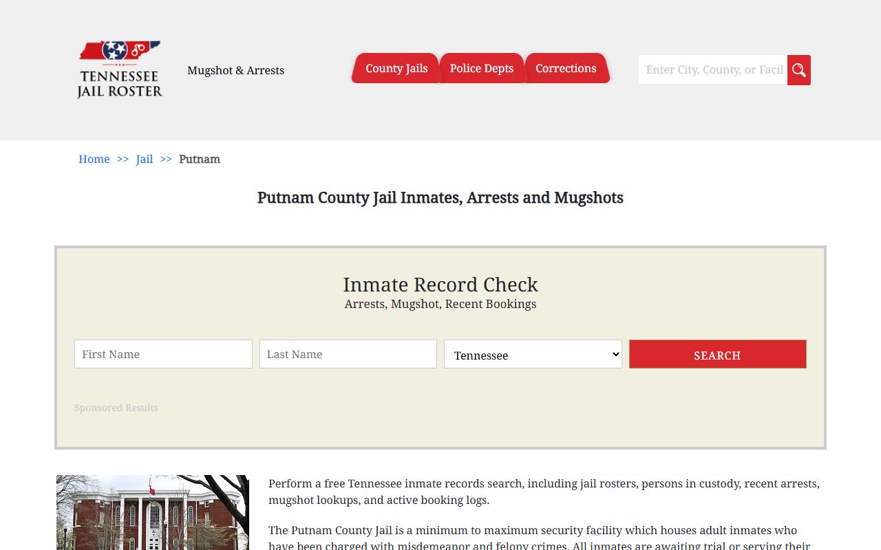 Putnam County jail roster on Tennessee Jail Roster