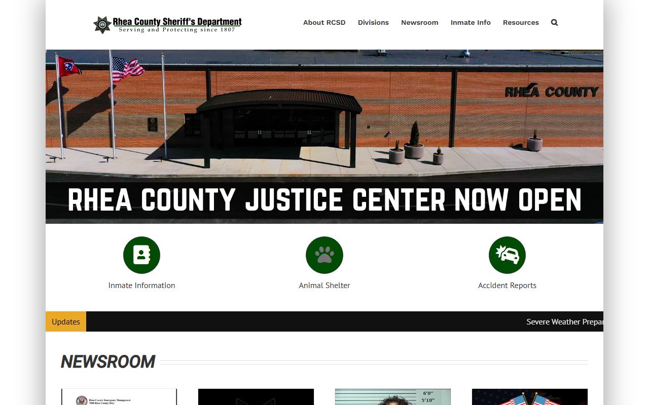 Rhea County Sheriff's Office website for arrest records