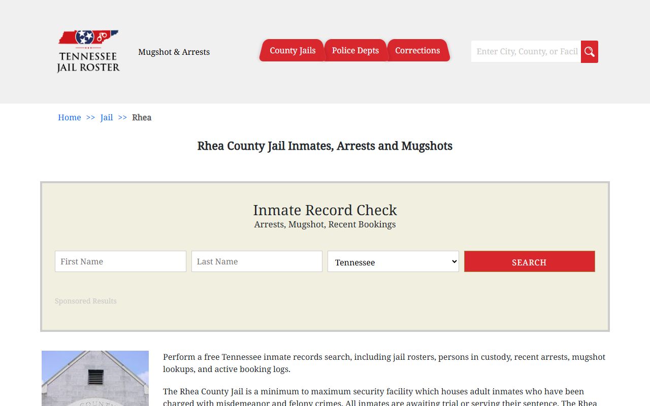 Rhea County jail roster on Tennessee Jail Roster