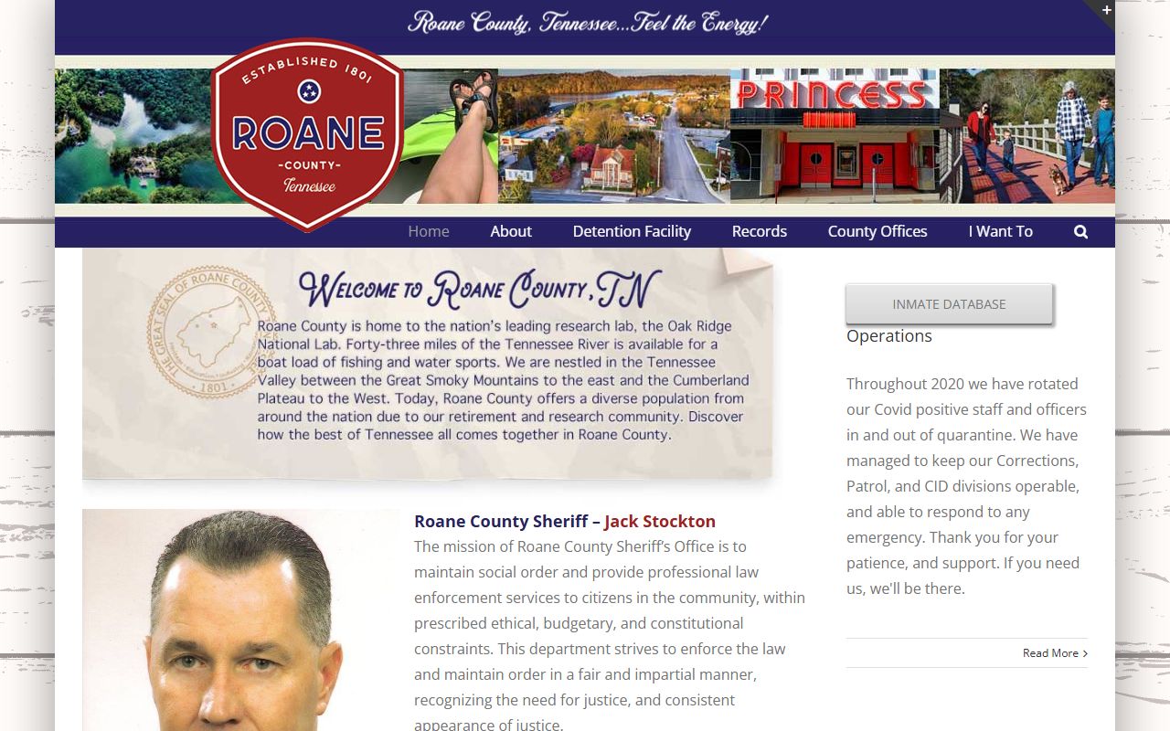 Roane County Sheriff's Office website for arrest records