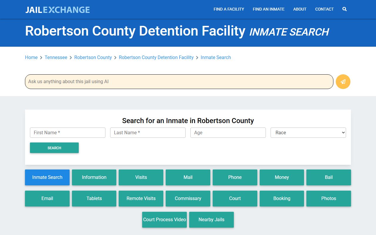 Robertson County jail information on Jail Exchange
