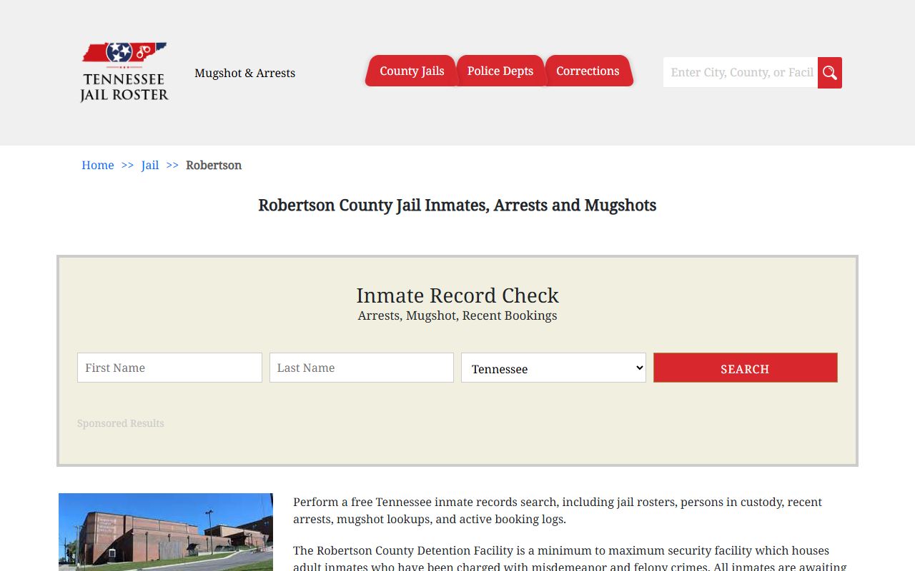 Robertson County jail roster on Tennessee Jail Roster