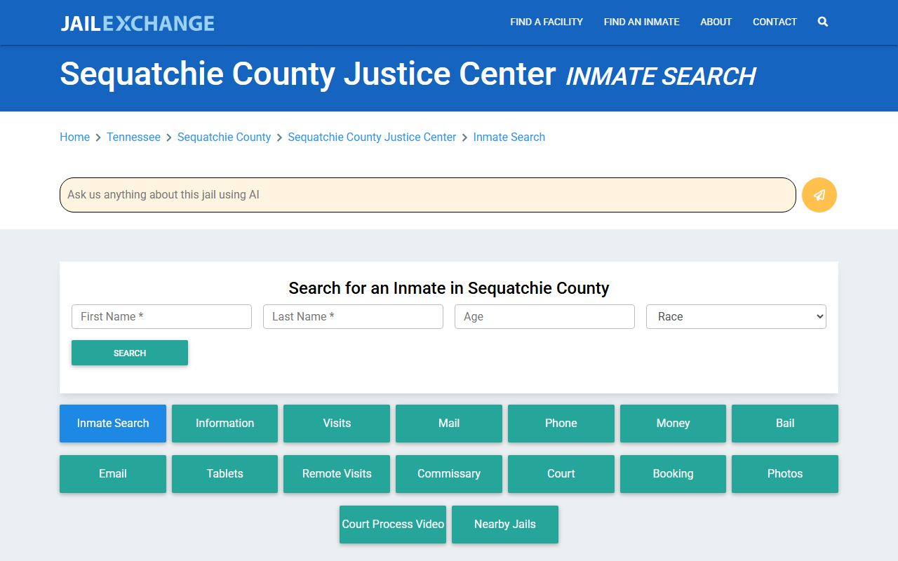 Jail Exchange search page for Sequatchie County