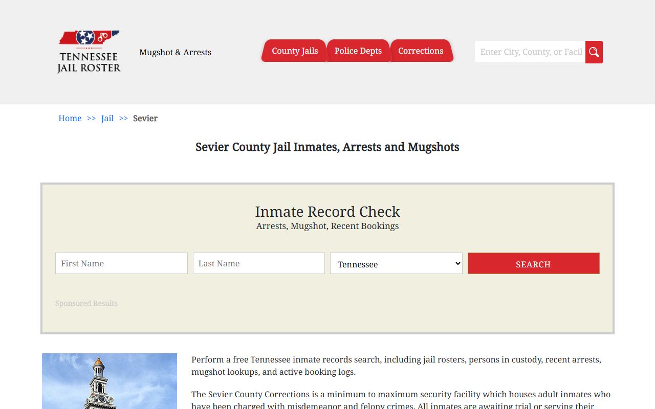 Tennessee Jail Roster for Sevier County arrest records