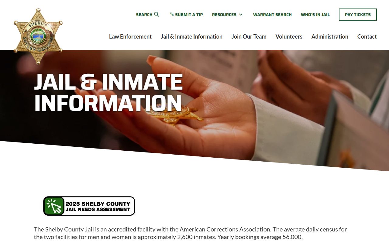 Shelby County inmate information page