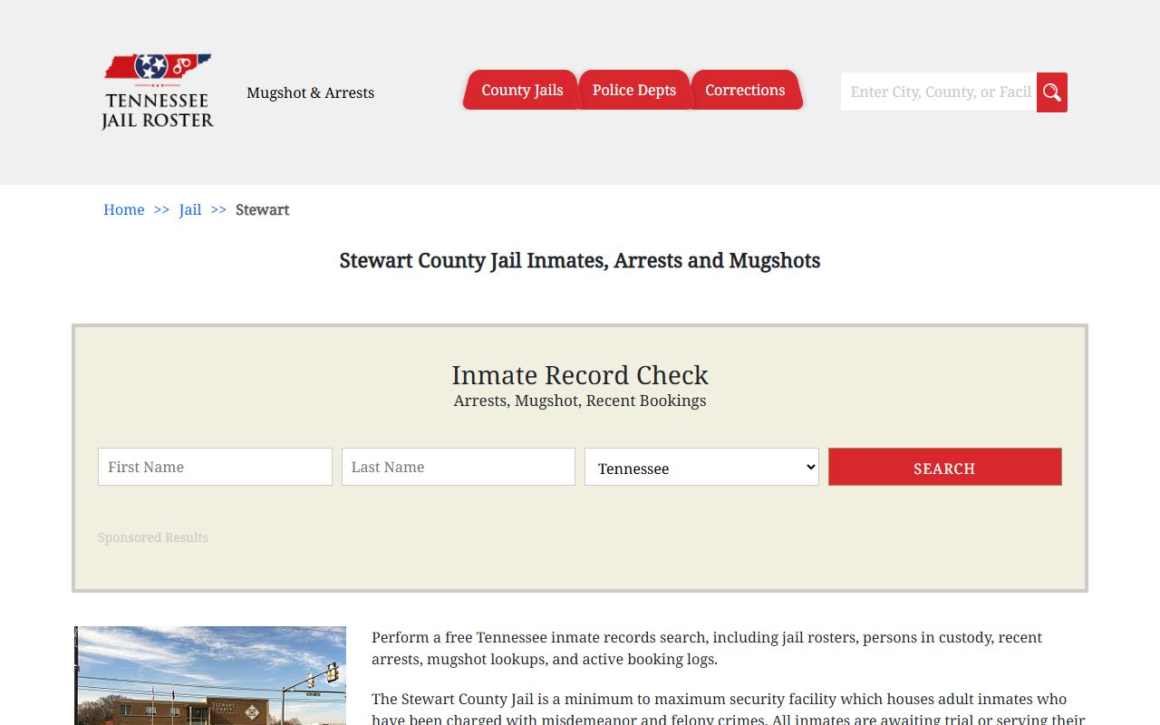 Tennessee Jail Roster for Stewart County arrest records
