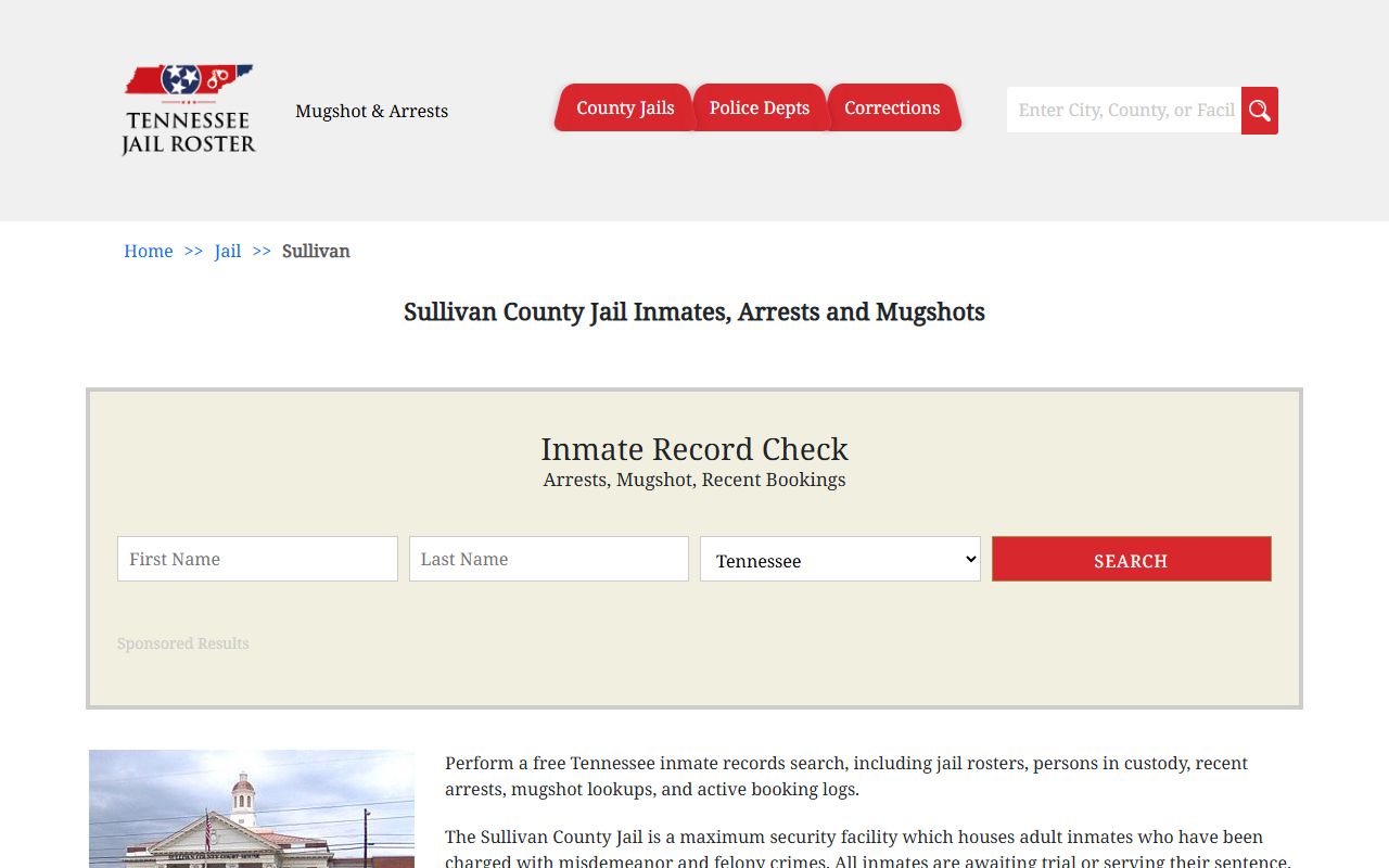 Tennessee Jail Roster for Sullivan County